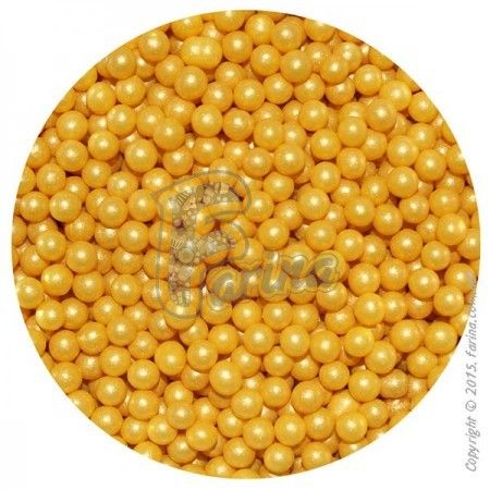 Посыпка декоративная кондитерская Сахарные шарики Жемчуг Золото 5-6 мм 50 г.< фото цена